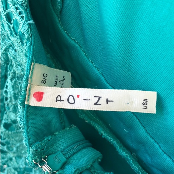 Teal dress with lace overlay - Picture 3 of 4